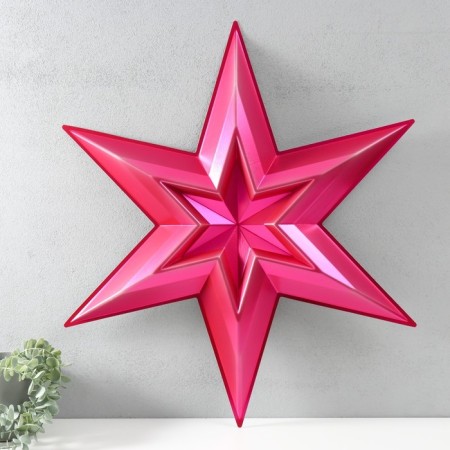 Figure "Star in the Star" large red metallic, half, 69.5x60.3 cm-1
