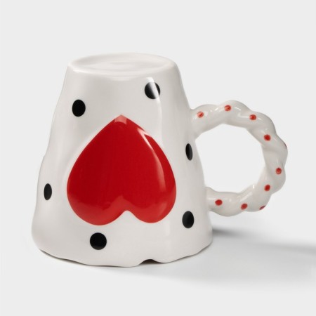 Ceramic "Heart" mug, 500 ml, white color-1