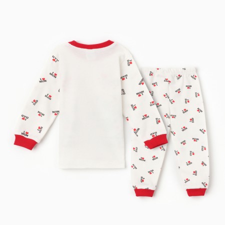 Kit for children (longshit, trousers), white/red color, height 92 cm-5