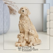 Фигура "Лабрадор с щенками" бежевая, 10х6х8см