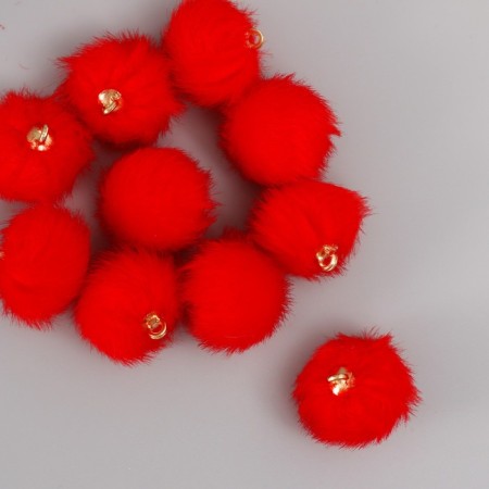 Decor for creativity Artificial fur "ball" Red set 10 pcs, d = 2 cm-1
