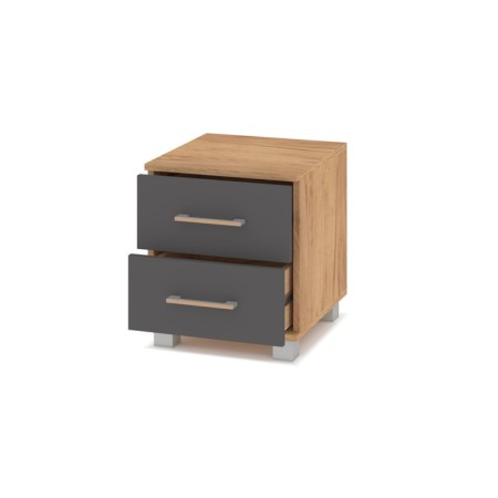 Amanda bedside table with two boxes, 400x420x450 gold oak/graphite-1