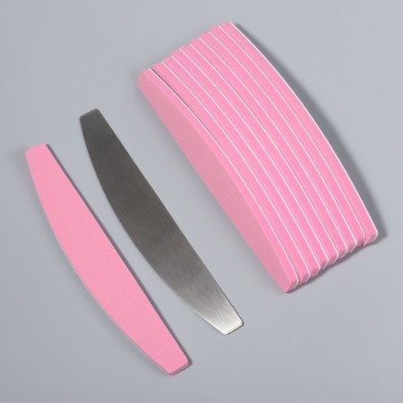 The base with interchangeable nail files, grinding, set 10 pcs, pink color-1