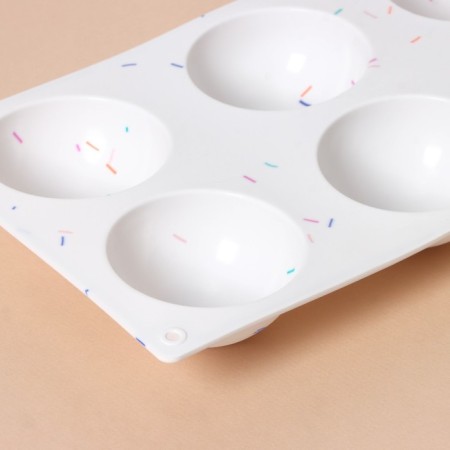 Konfinetta baking form “Figures. Hemisphere ”, silicone, 27.8 × 16.3 × 3.4 cm, 6 cells (D = 6.7 cm), white color-4