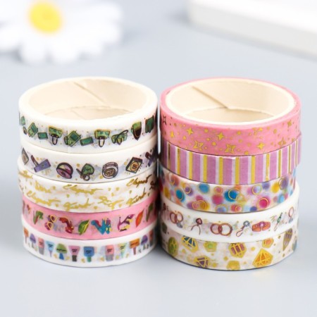 Sticky tape paper "Fashion" set 10 pcs width. 0.8 cm dl. 2 m 8.5x4x1 cm