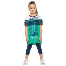 A set of tunics and leggings for girls, height 98 cm, turquoise color