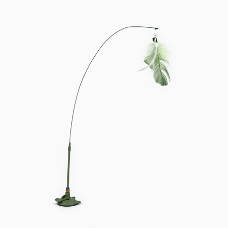 Toy tearing for cats on a suction cup with a pen "Kitik", Green, 94 cm-1