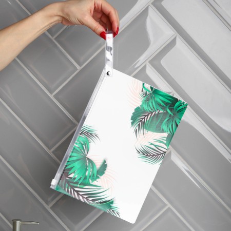 Cosmetic bag with zip-gl, transparent/green color-4