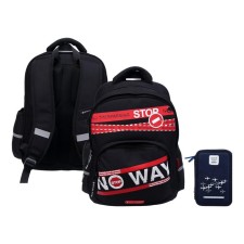 School backpack Bruno VisConti Keep Away. STOP, 40 x 30 x 19 cm, ergonomic back, pencil case as a gift