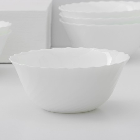 Set of salad bowls Luminarc Trianon, D = 18 cm, glass -ceramic, 6 pcs, white color-1