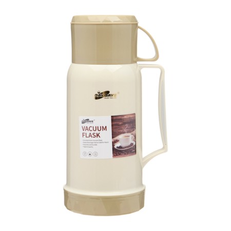 Thermos 1 l, with a glass flask, retains heat 12 hours, with a mug, beige