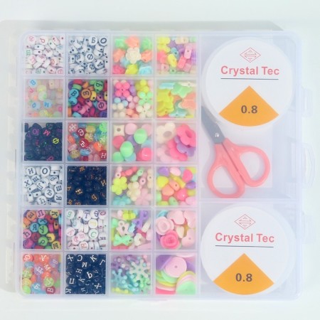 A set for creating jewelry with a Russian alphabet, 24 types of beads, 2 fishing lines, scissors-10