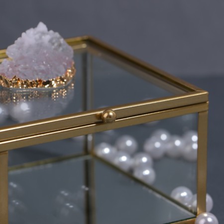 Organizer for storage "Mountains", with a lid, glass, with a mirror -bottom, 1 section, 10 × 10 × 6 cm, the color is transparent/copper-8