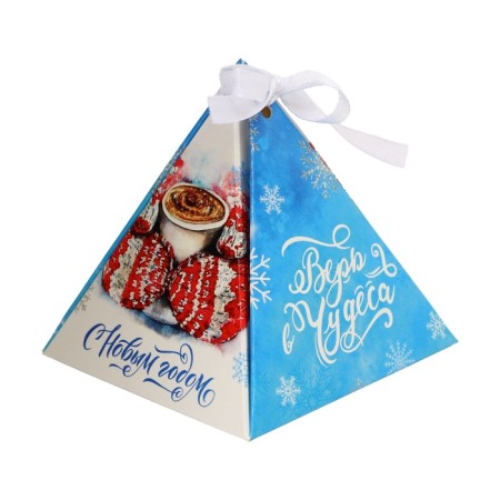 New Year. Bonbonniere, New Year's gift packaging "Cocoa Cocoa", 7 × 7 × 7.5 cm.-1