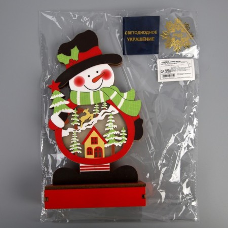 LED figure "Snowman" 13 × 24 × 5 cm, wood, batteries AAAX2 (not complete), glow warm white-3
