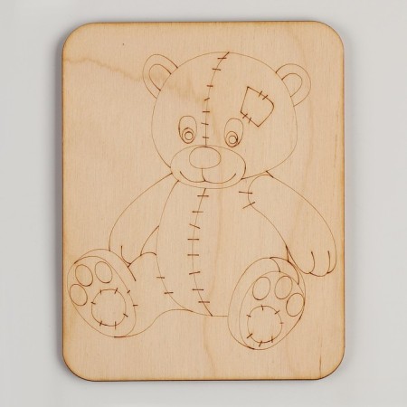 A plank under the painting "Bear" with paints and a brush, 11 × 14 cm-2