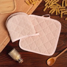 The kitchen set of the “stripes” shares, a tack 20x20 cm, mittens12x15 cm, powder, 50% p/e, 50% cotton