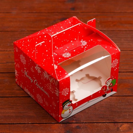 Box for 4 cupcake "Happy New Year!" 15.6 x 15.6 x 11 cm-3