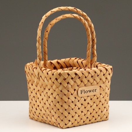 A set of wicker baskets, sequoia, 18x18x15/29.5 cm, 15x15x12/27.5 cm, 2 pcs., Natural-2