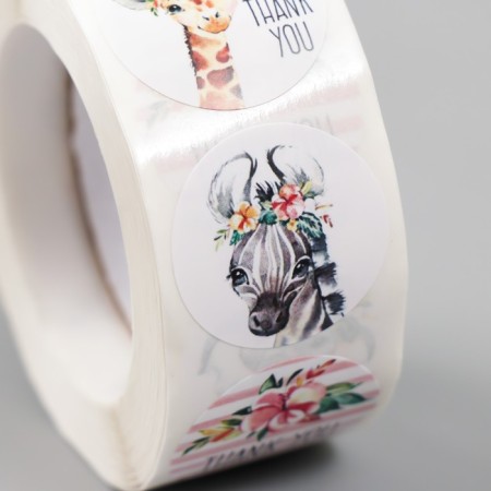 Stick Paper "kids animals" d = 2.5 cm 500 pcs in a roll 3x6.5x6.5 cm-3
