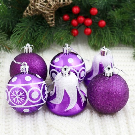 A set of jewelry plastic 6 pcs "Byzantium" (4 balls D-6 cm, 2 bells) purple