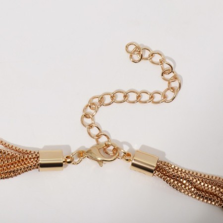 The necklace "chain" is voluminous heart, 8 threads, color gold, 38 cm-3