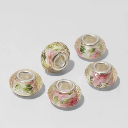 Busina "rosehip", white-pink color in silver
