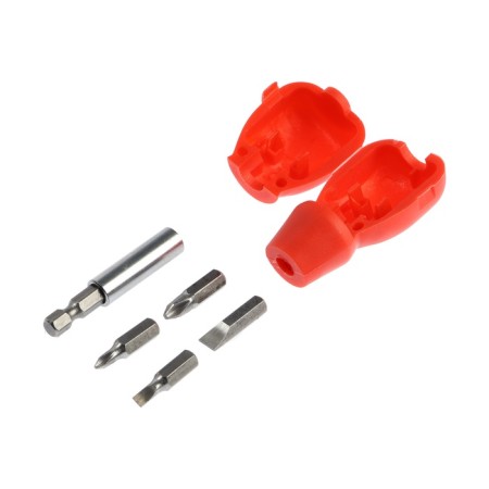 Screwdriver with a set bit scrap, plastic handle, 5 items
