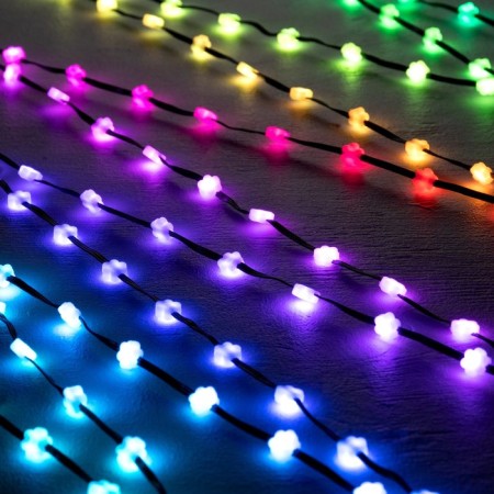 Smart garland "thread" 5 m dews with nozzles "flowers", IP20, silver thread, 100 LED, remote control, application, glow RGB, USB-1