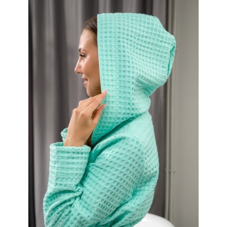 Women's waffle bathrobe Pandahug Ornella, size 52-54, mint color-2
