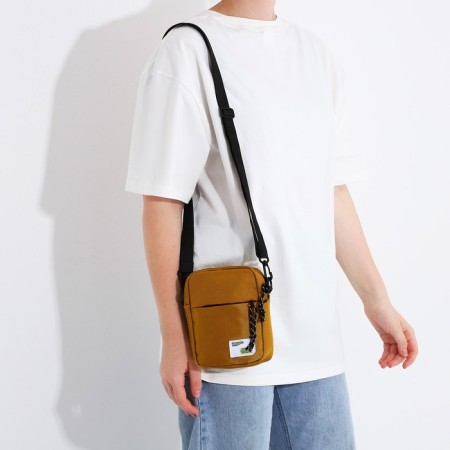 Youth bag with zipper, external pocket, mustard color-2