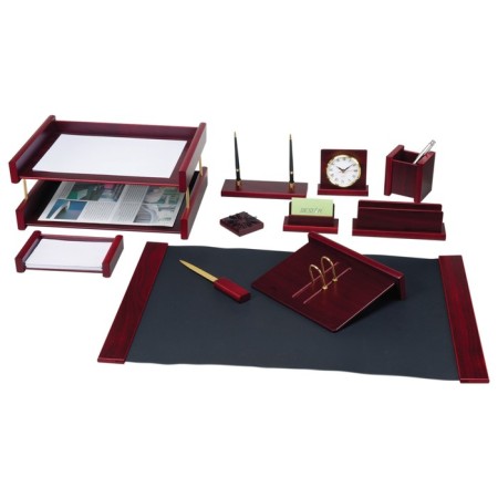 Set of desktop Bestar Platon, of wood, 11 objects, double tray, red tree
