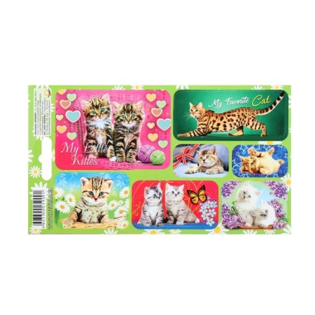 Cat stickers 11 x 17 cm, mix-2