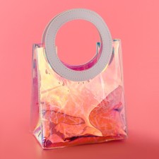 Gift package from PVC, White, Iridiscent, 20 x 18 x 10 cm