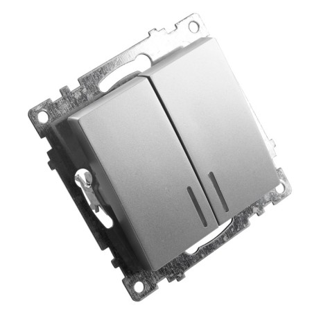 2-clavy switch with indicator, 250V, 10A, Stekker series Katrin, silver, GLS10-7102-03 1022442-1