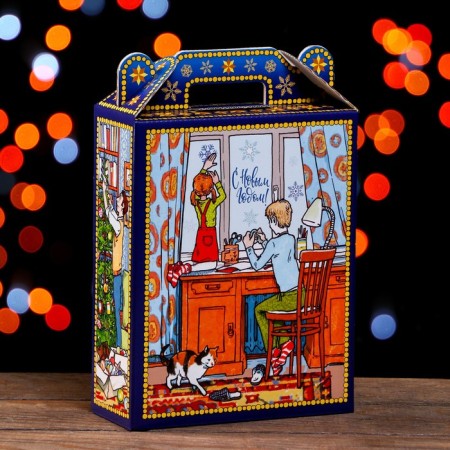 Gift box "Retro New Year" 16.8 x 7 x 25 cm-1