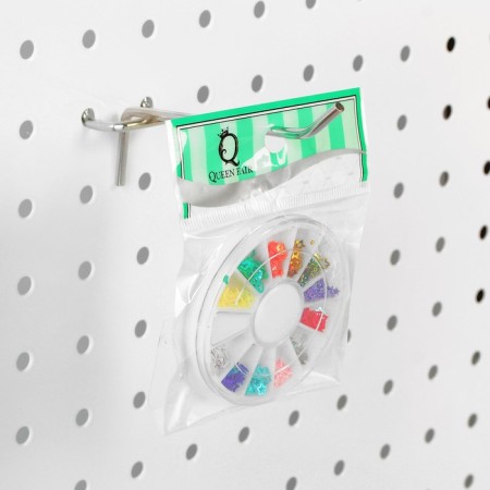 A single hook for a metal perforated panel, d = 3.5 mm, l = 10, chromium color-2