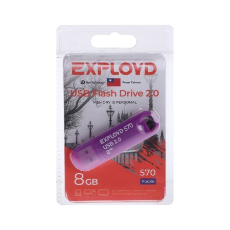 Flashka Exployd 570, 8 GB, USB2.0, Thu up to 15 MB/s, PLO up to 8 MB/s, purple-1