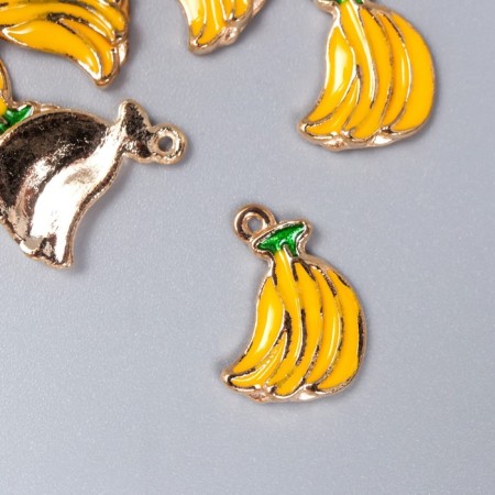 Decor for creativity metal, enamel "Bananas" yellow 1.5x0.9 cm