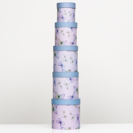 Set of round boxes 5V1 "butterflies", 25 × 25 –15 × 15 cm-2