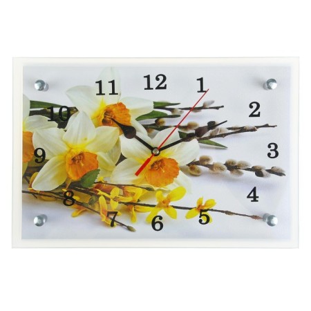 Carty clock is wall-mounted, interior "first flowers", silent, 30 x 20 cm
