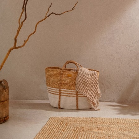 Belly basket wicker Sl Home Orden, cotton, hyacinth, 42 × 24 × 35 cm-5