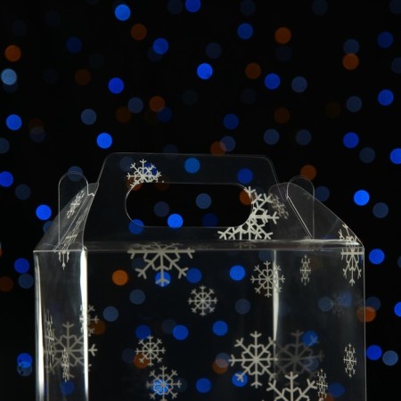 New Year. Box Gift New Year Folding PVC "Festive mood" 12 x 12 x 15 cm.-2