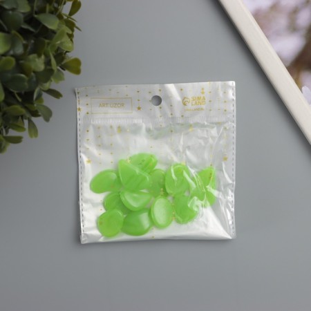 Decor for creativity plastic shines in the dark "green pebbles" set 12 pcs-3