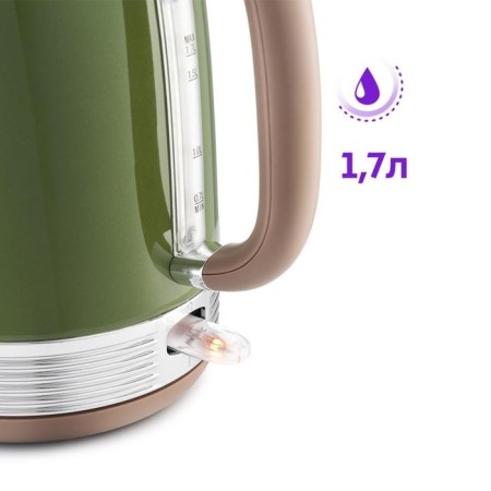 Electric kettle KitFort KT-6110, Metal, 1.7 L, 2200 W, Auto Completion, Green-3
