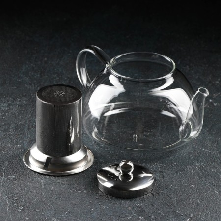 Glass teapot with metal sieve "Jacques", 1 l, 21 × 14 × 11 cm-1