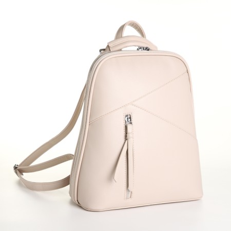 City backpack of artificial leather with lightning, beige color