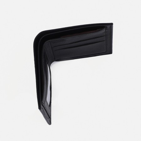 Male purse without fastening, compartment for coins, for cards, black color-2