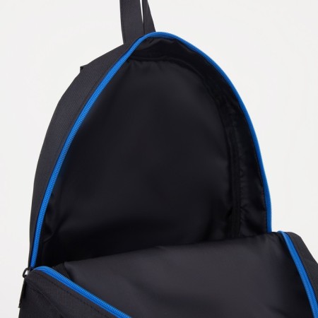 Youth backpack from lightning textiles, external pocket, “ZFTS”, black/blue color-5