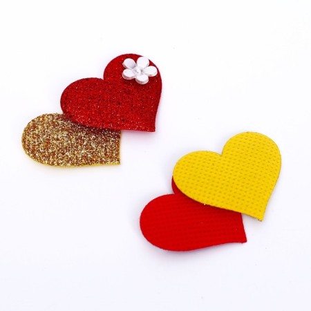 Decorative hearts, set 5 pcs., Size 1 pcs: 5 × 3.5 cm, color red-golden color